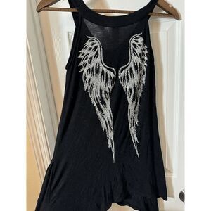 Women's‎ S-12 Small Black Sequin Stud Y2K Wing Knit Open Drape Jacket